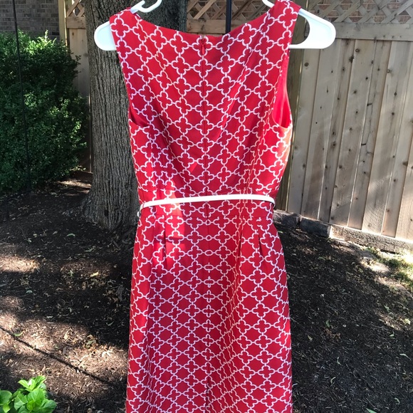 Tahari Sleeveless Red White Summer Dress - Picture 6 of 8